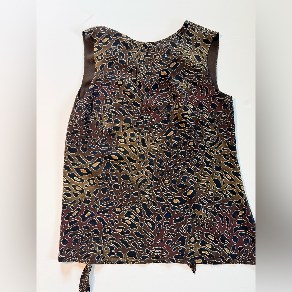 Tory Burch Brown and Black Leopard-Print Silk Blouse